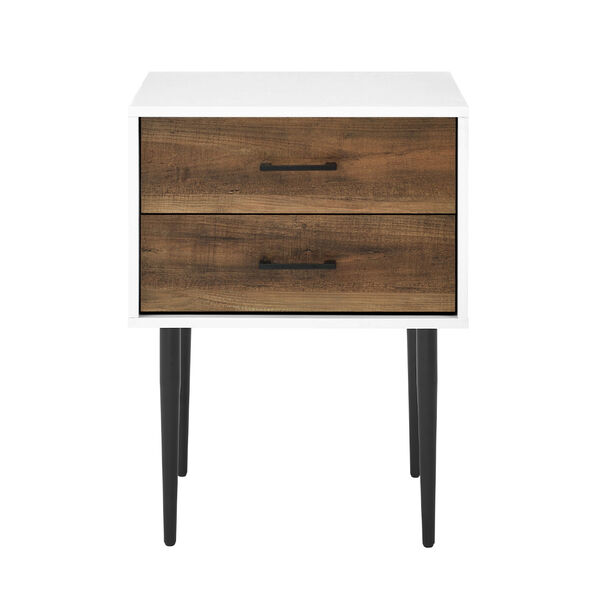 Mission White and Rustic Oak Two-Drawer Tapered Leg Nightstand, image 5