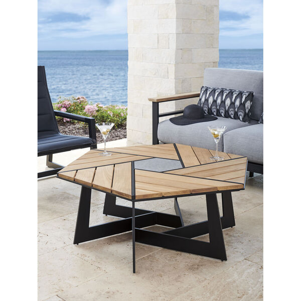 South Beach Dark Graphite and Light Brown Hexagonal Cocktail Table, image 2
