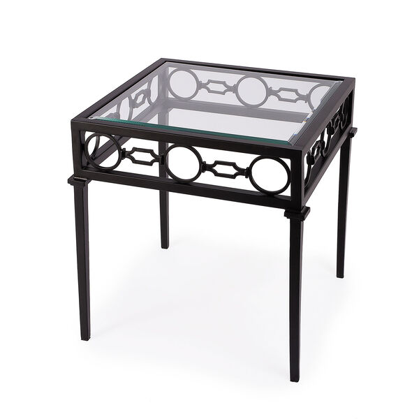 Southport Black Iron Upholstered Outdoor End Table, image 1