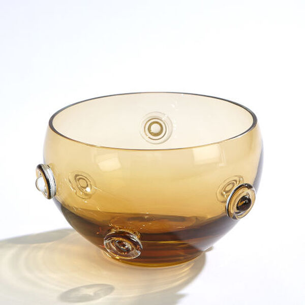 Button Glass Tobacco Handblown Art Glass Bowl, image 1