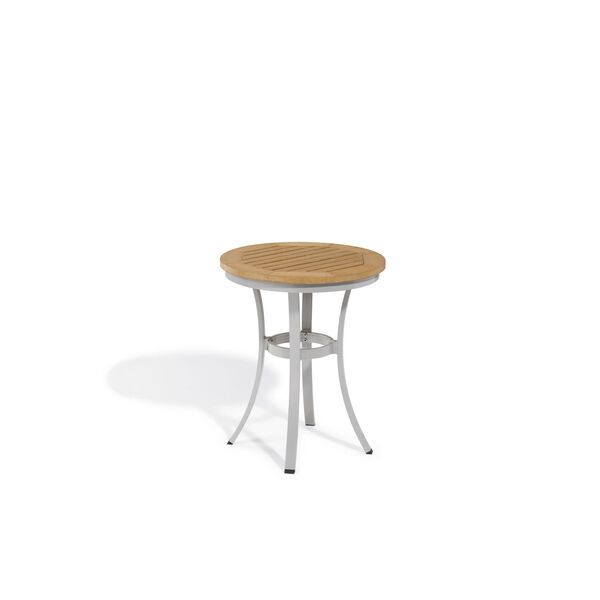 Travira Natural Tekwood Top 24-Inch Round Cafe Bistro Table with Powder Coated Aluminum Frame, image 1