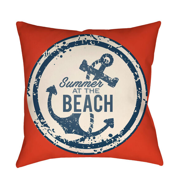 Litchfield Anchor Poppy Red and Ivory 16 x 16 In. Pillow with Poly Fill, image 1