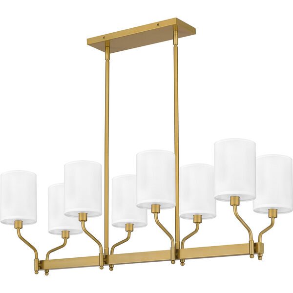 Parkington Aged Brass and White Eight-Light Chandelier, image 4