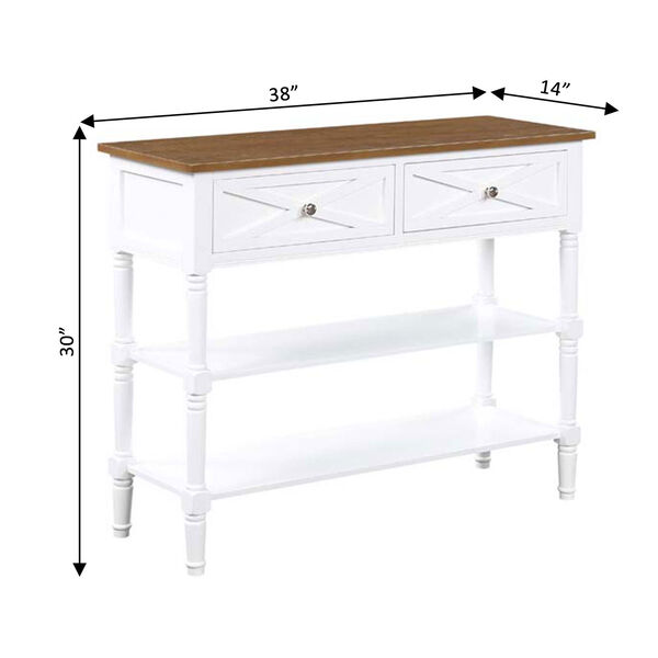 Country Oxford Driftwood and White 30-Inch Two Drawer Console Table, image 2