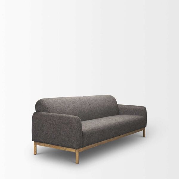 Hale Medium Brown Wood and Gray Fabric Sofa, image 6