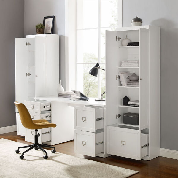 Harper White Three-Piece File Cabinet Desk Set, image 5