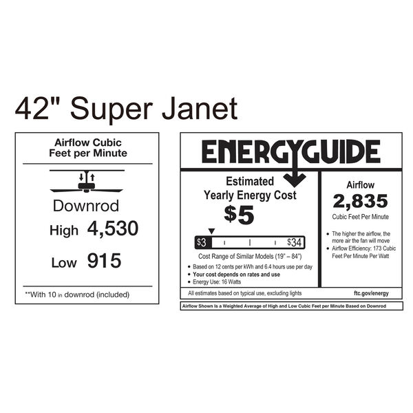 Super Janet Brushed Nickel 42-Inch LED Ceiling Fan with Barnwood Tone Blades, image 2