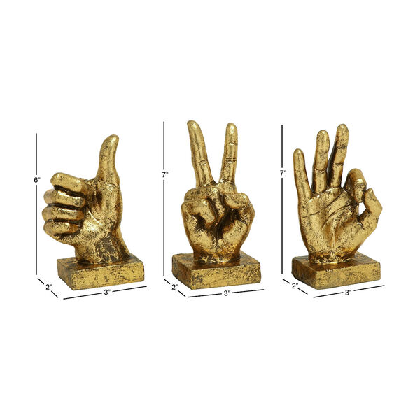 Gold Polystone Hand Sculptures, Set of 3, image 3
