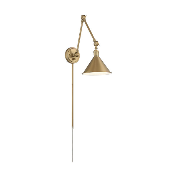 Delancey Brass Polished One-Light Adjustable Swing Arm Wall Sconce, image 1