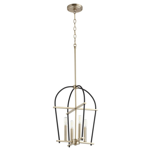 Espy Noir and Aged Brass Four-Light 14-Inch Pendant, image 1