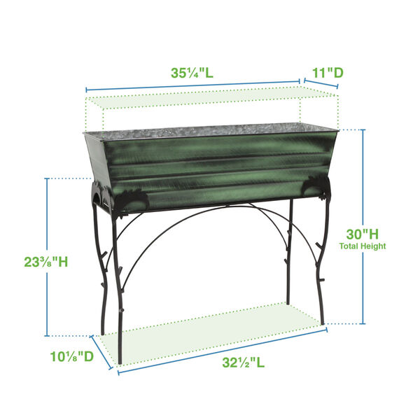 Green Patina 30-Inch Flower Box with Bella Stand, image 2
