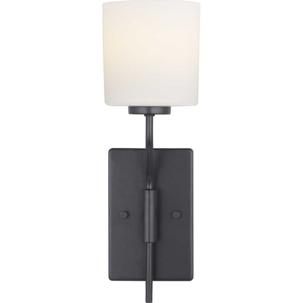 Tobin Black One-Light wall sconce With Etched White Glass, image 2