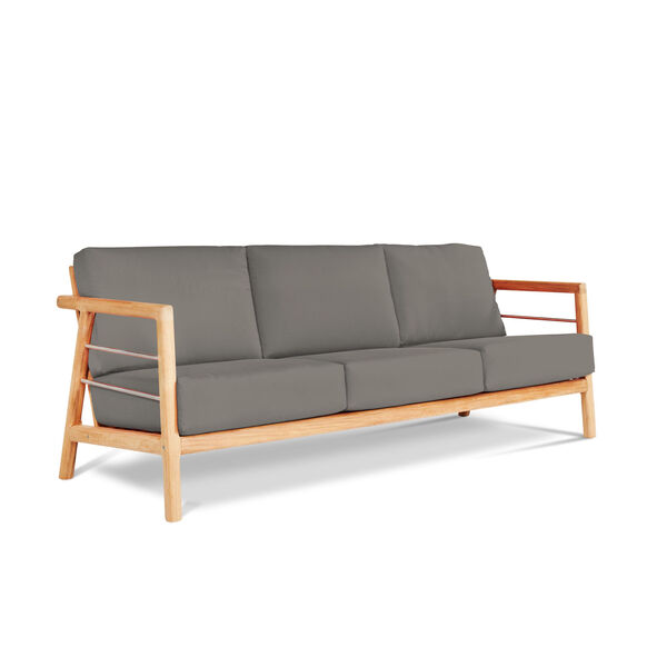 Aalto Natural Teak Deep Seating 86-Inch Outdoor Sofa with Sunbrella Charcoal Cushion, image 1
