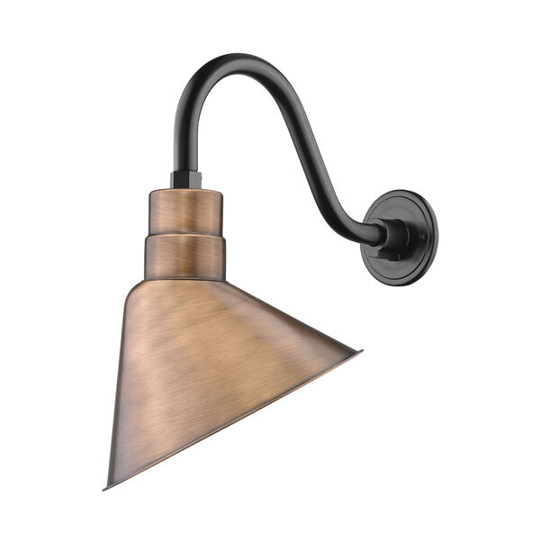R Series Copper 12-Inch One-Light Outdoor Wall Sconce with Gooseneck, image 1