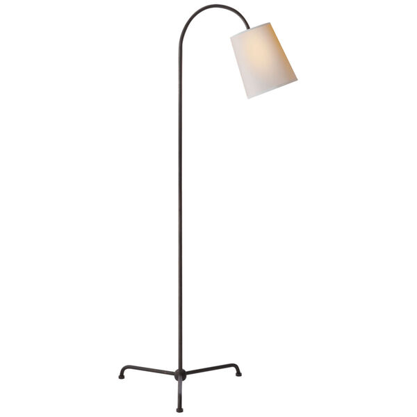 Mia Floor Lamp in Aged Iron with Natural Paper Shade by Thomas O'Brien, image 1