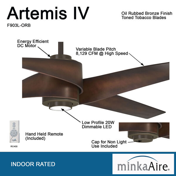 Artemiso IV Oil Rubbed Bronze LED Ceiling Fan, image 3