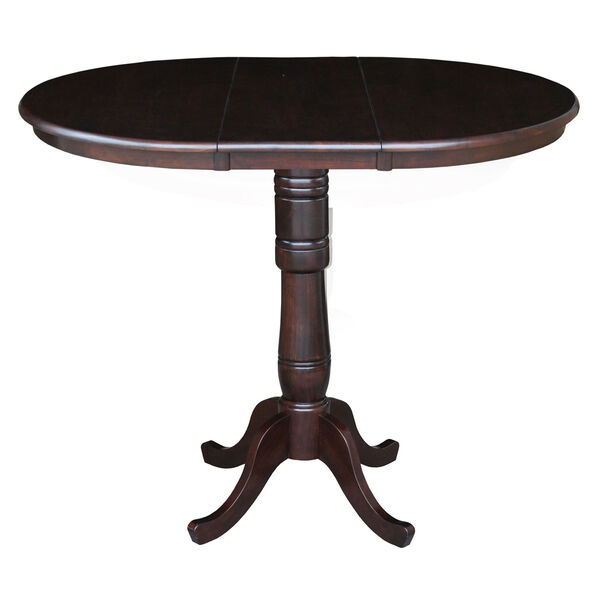 Rich Mocha 36-Inch Round Pedestal Bar Height Table, image 2