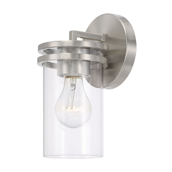 Fuller Brushed Nickel One-Light Sconce with Clear Glass, image 1