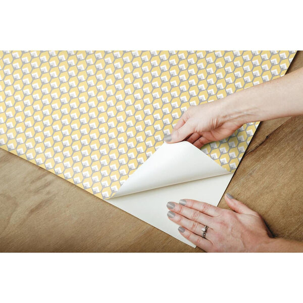 Yellow 3D Petite Hexagons Peel and Stick Wallpaper-SAMPLE SWATCH ONLY, image 4