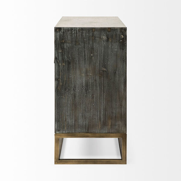 Genevieve I Gray Fir Veneer And Metal Base 3 Drawer Accent Cabinet, image 4