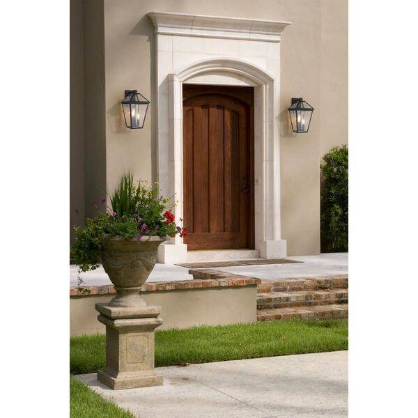 Talbot Rubbed Bronze Three-Light Outdoor Wall Sconce with Seedy Glass, image 2
