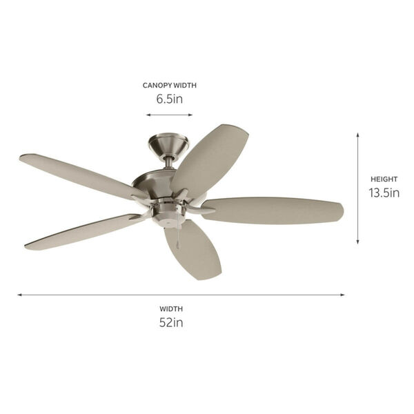 Renew ES Brushed Stainless Steel 52-Inch Ceiling Fan, image 6