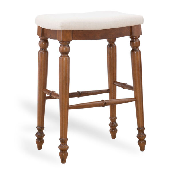 Lincoln Linen and Walnut Backless Bar Stool, image 1