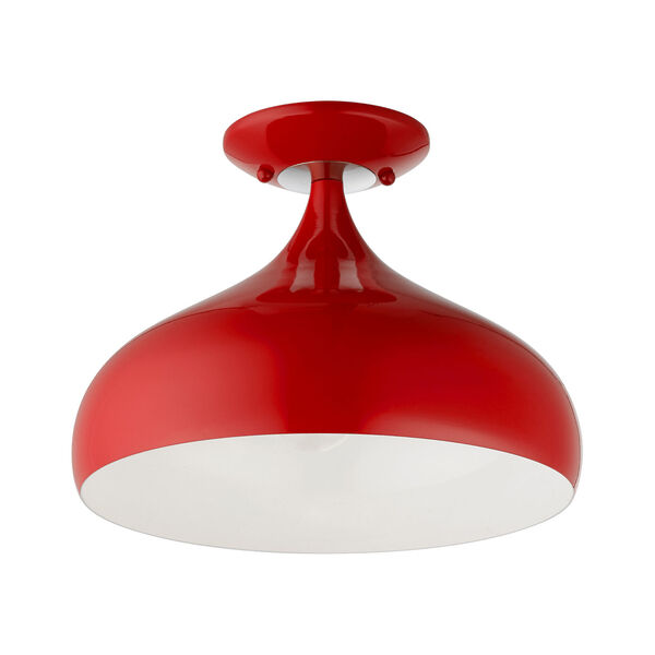 Amador Shiny Red with Polished Chrome Accents One-Light Semi-Flush Mount, image 4