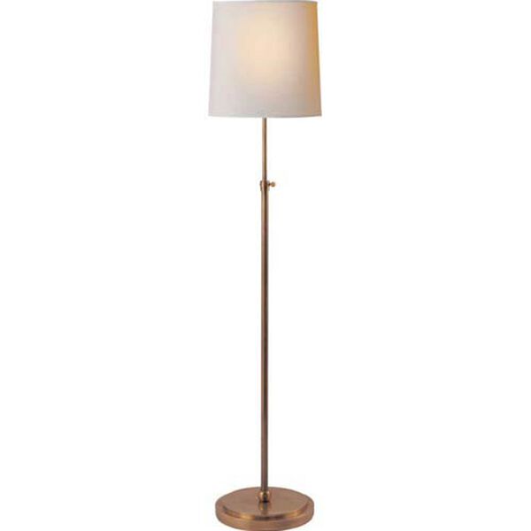 Bryant Floor Lamp in Hand-Rubbed Antique Brass with Natural Paper Shade by Thomas O'Brien, image 1