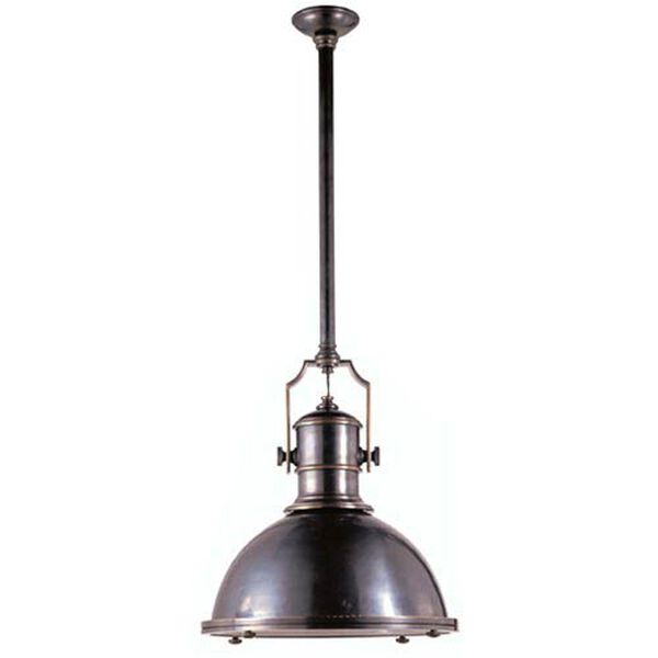 Country Industrial Large Pendant in Bronze with Bronze Shade by Chapman and Myers, image 1