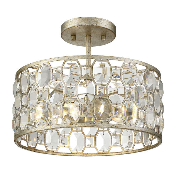 Vivian Silver Gold Two-Light Semi Flush Mount with Crystal Accents, image 2
