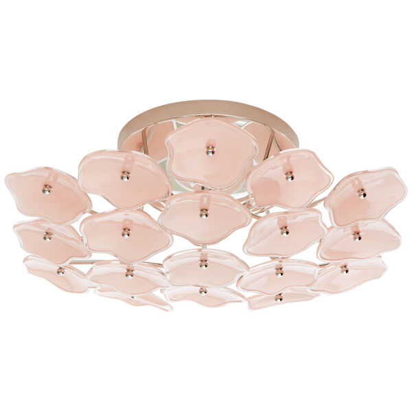 Leighton Large Flush Mount in Polished Nickel with Blush Tinted Glass by kate spade new york, image 1