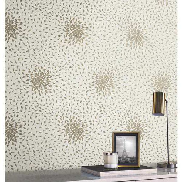 Petite Leaves Cream and Gold Wallpaper, image 1