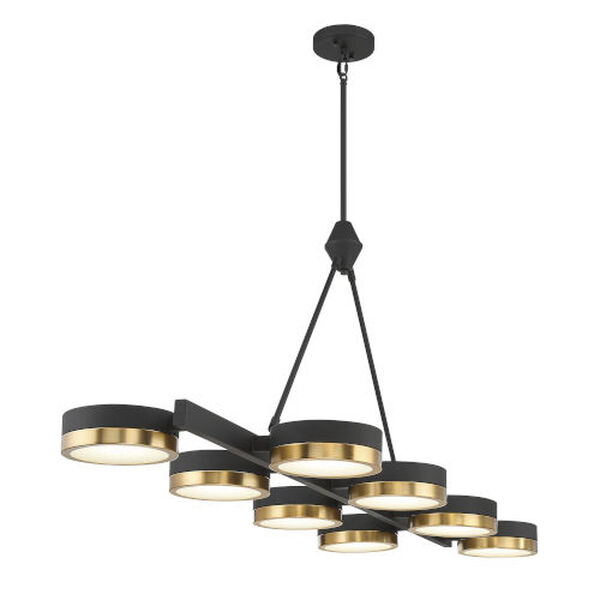 Ashor Matte Black and Warm Brass Eight-Light Integrated LED Chandelier, image 5