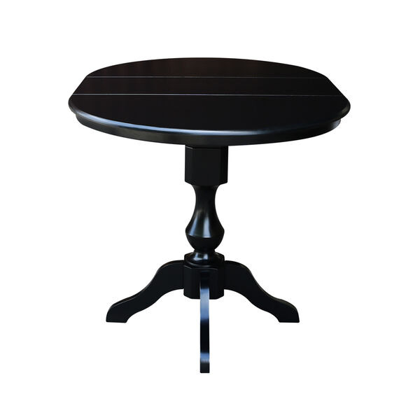 Black 36-Inch Curved Pedestal Counter Height Table with 12-Inch Leaf, image 5