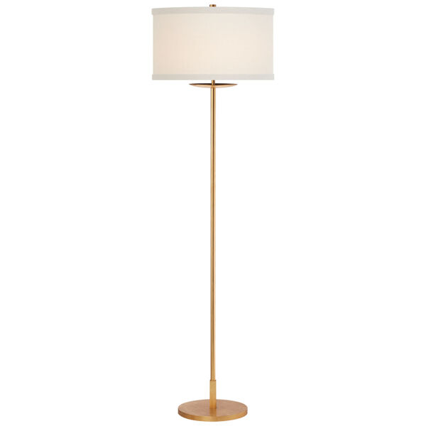 Walker Medium Floor Lamp in Gild with Cream Linen Shade by kate spade new york, image 1