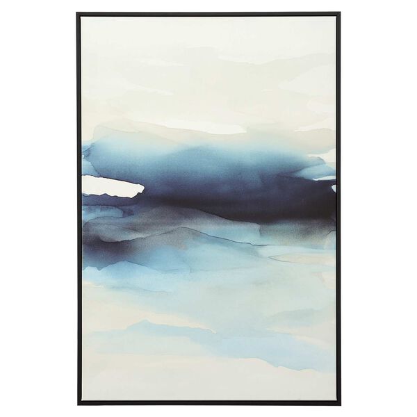 Waves Gray Blue Framed Canvas Abstract Art, image 2