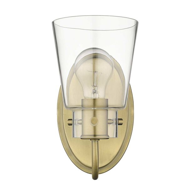 Bristow Antique Brass One-Light Bath Sconce with Clear Glass, image 2