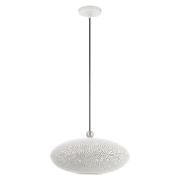 Dublin White and Brushed Nickel One-Light Pendant with Metal Shade, image 3