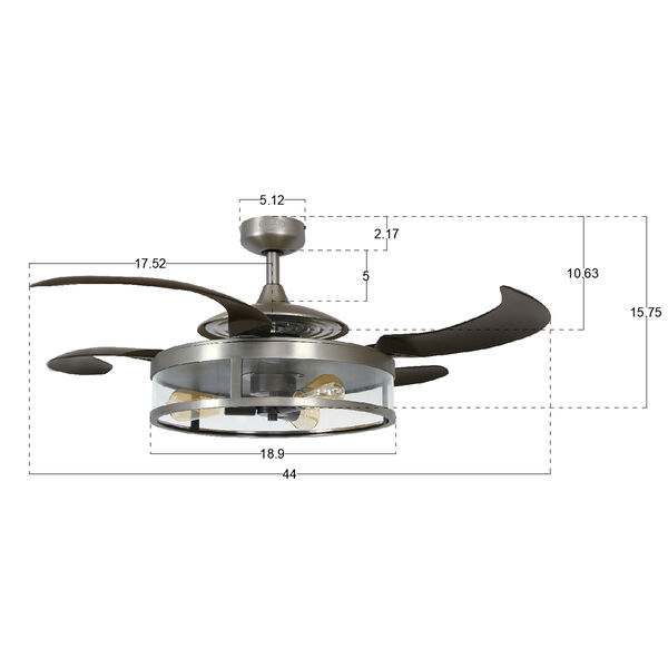 Matt Nickel and Espresso 48-Inch Three-Light Ceiling Fan, image 6