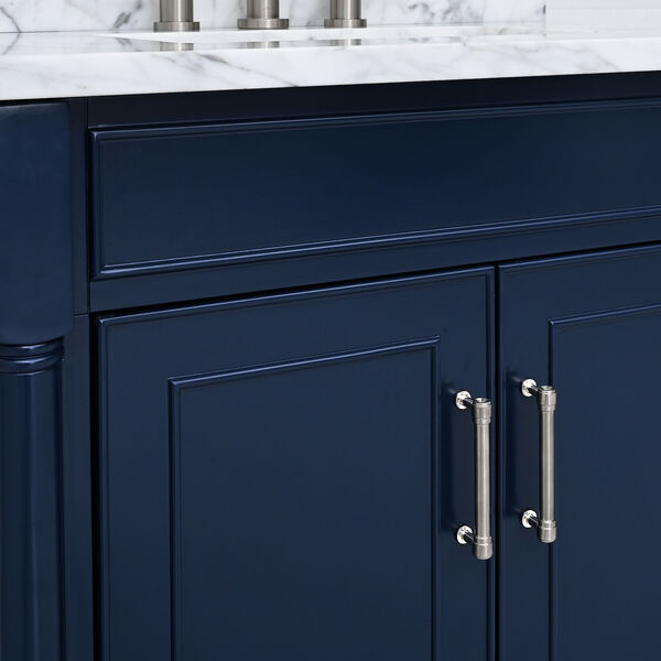 Bristol Navy Blue 31-Inch Vanity Set with Carrara White Marble Top, image 4