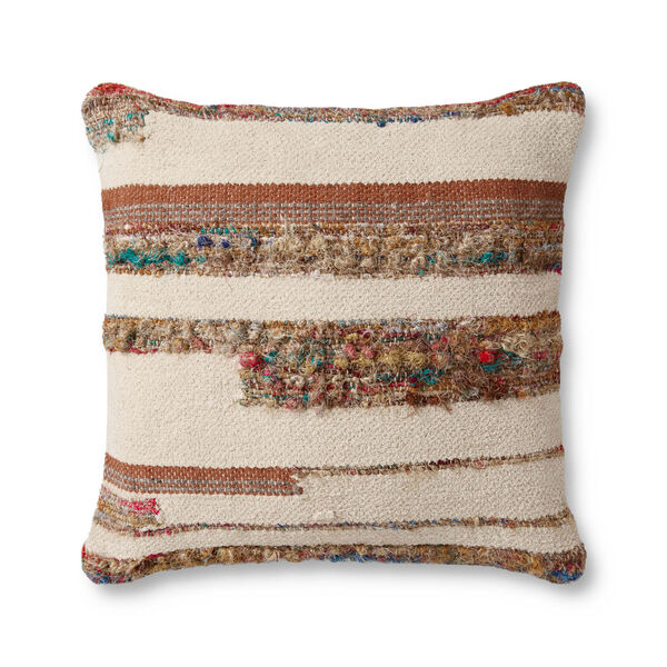 Ivory and Multicolor : 22 In. x 22 In. Throw Pillow, image 1