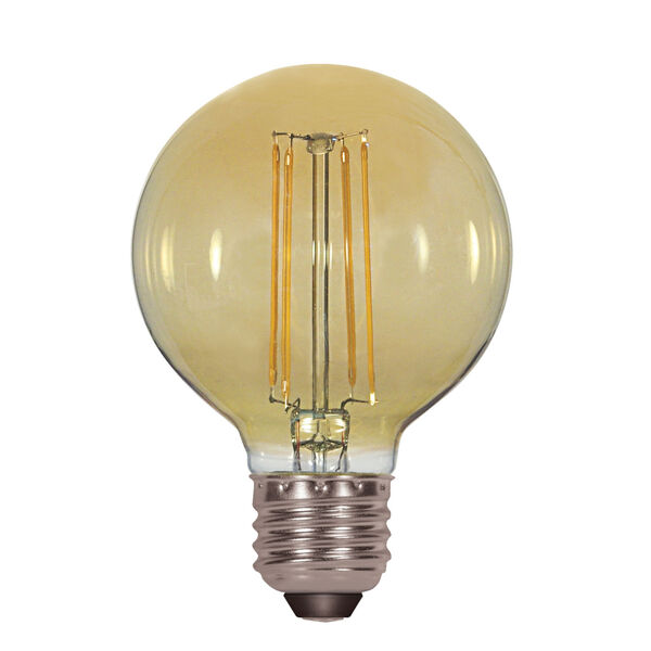 SATCO Transparent Amber LED G25 Medium 4.5 Watt LED Filament Bulb with 2200K 380 Lumens 80 CRI and 360 Degrees Beam, image 1