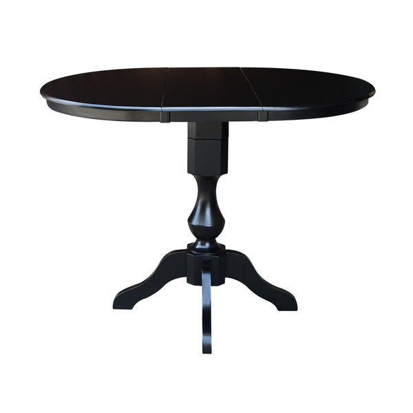 Black 36-Inch Curved Pedestal Counter Height Table with 12-Inch Leaf, image 4