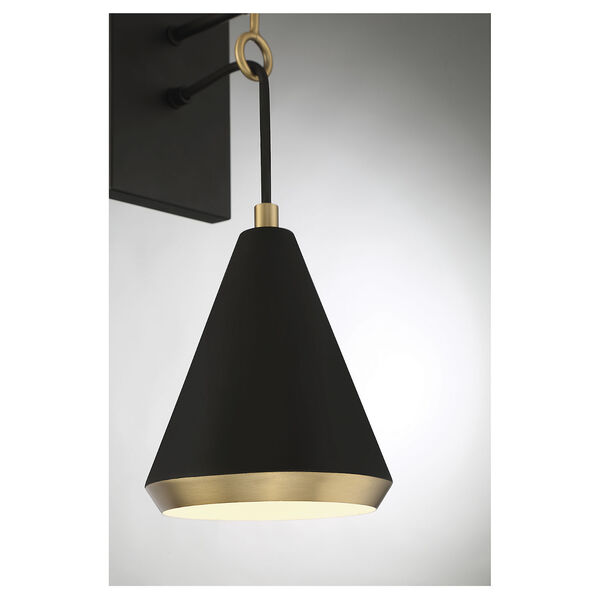 Chelsea Matte Black and Natural Brass One-Light Wall Sconce, image 6