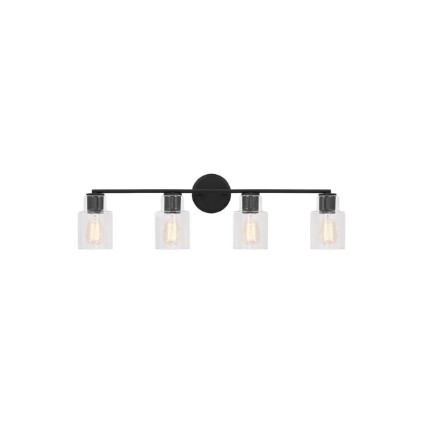 Sayward Midnight Black Four-Light Bath Sconce with Clear Glass by Drew and Jonathan, image 1