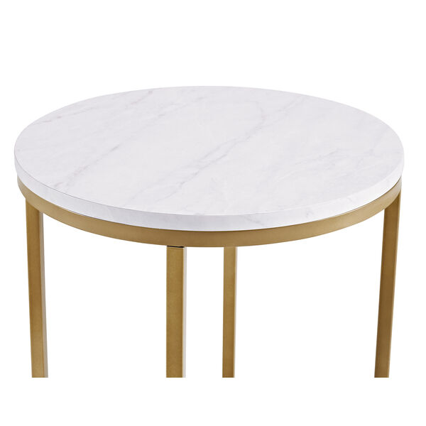 16-Inch Round Side Table - Marble/Gold, image 5