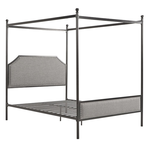 Mito Gray Upholstered Metal Canopy Queen Bed, image 2