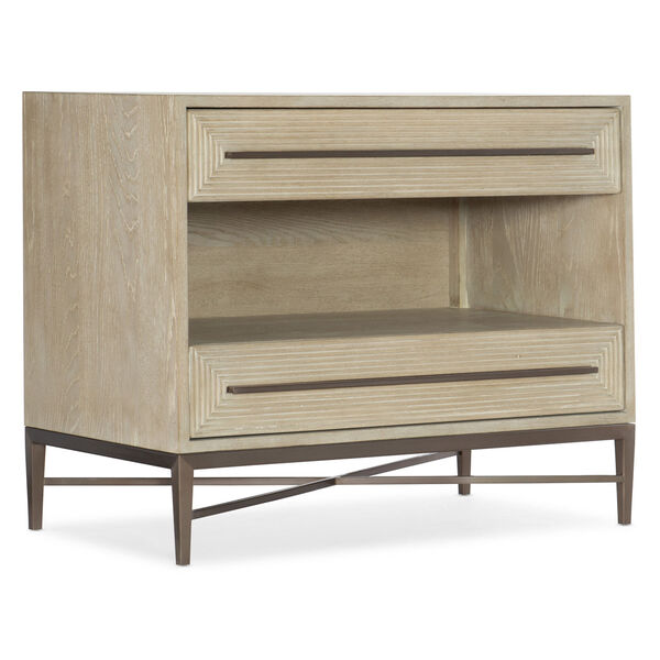 Cascade Taupe Two-Drawer Nightstand, image 1