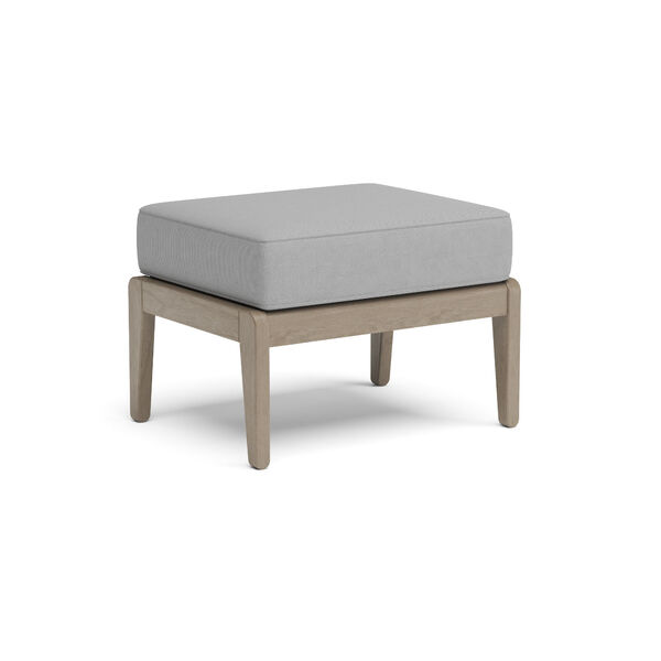 Sustain Rattan and White Outdoor Ottoman, image 1